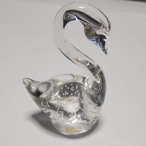 Crystal Clear Glass Swan Sculpture